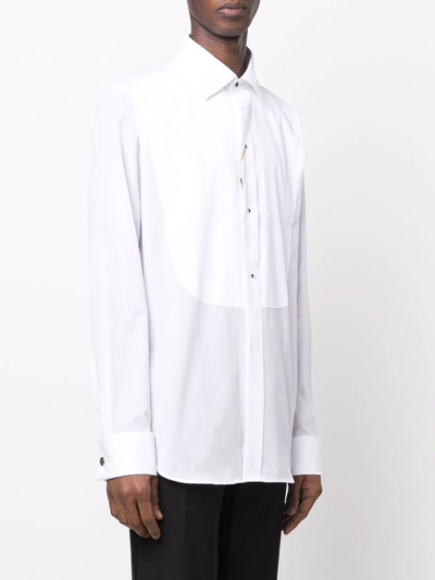 Canali Buttoned Long-sleeve Tuxedo Shirt In Weiss