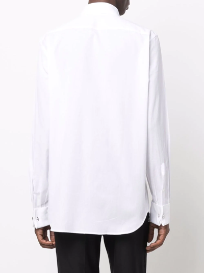 Canali Buttoned Long-sleeve Tuxedo Shirt In Weiss