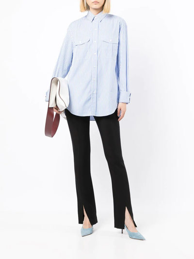 Shop Wardrobe.nyc Stripe-print Oversized Shirt In Blau