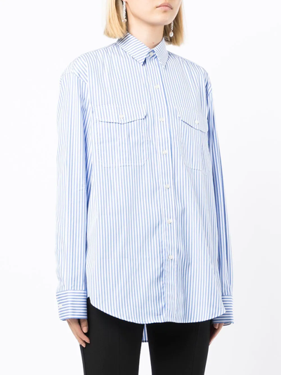 Shop Wardrobe.nyc Stripe-print Oversized Shirt In Blau