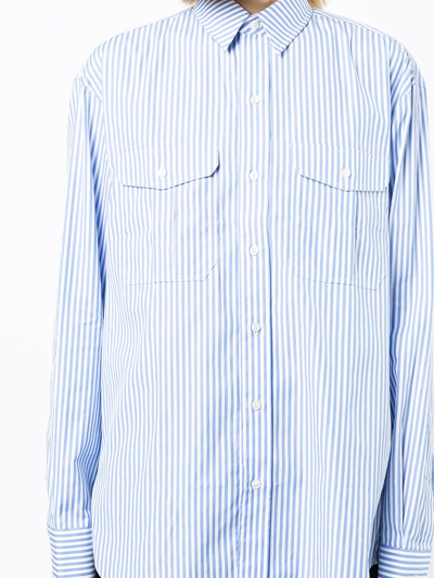 Shop Wardrobe.nyc Stripe-print Oversized Shirt In Blau
