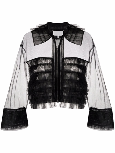 Shop Maison Margiela Sheer Tulle Bomber Jacket In Black