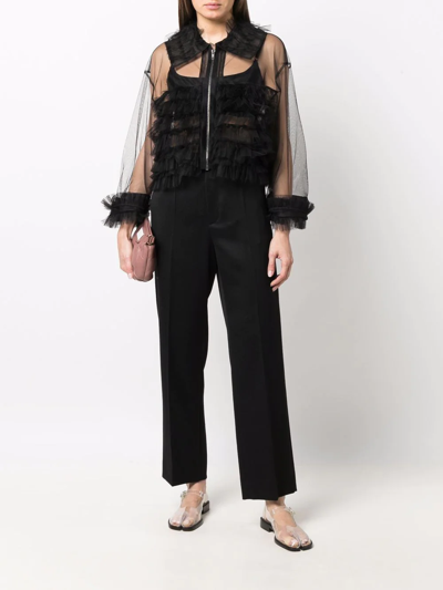 Maison Margiela Sheer Tulle Bomber Jacket In Black