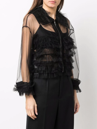 Maison Margiela Sheer Tulle Bomber Jacket In Black