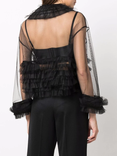 Maison Margiela Sheer Tulle Bomber Jacket In Black
