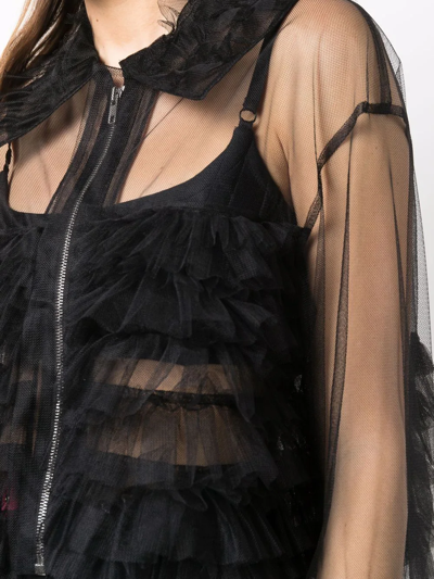 Maison Margiela Sheer Tulle Bomber Jacket In Black