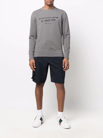 Shop Kiton Slogan-print Crew Neck Sweatshirt In Grau