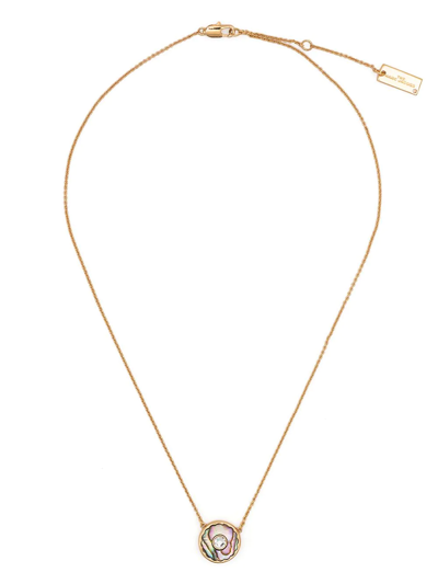 Shop Marc Jacobs The Medallion Abalone Pendant Necklace In Gold