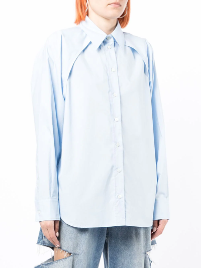 Shop Mm6 Maison Margiela Cut-out Detail Shirt In Blue