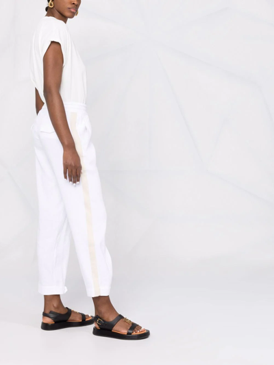 Shop Lorena Antoniazzi Side-stripe Track Pants In White