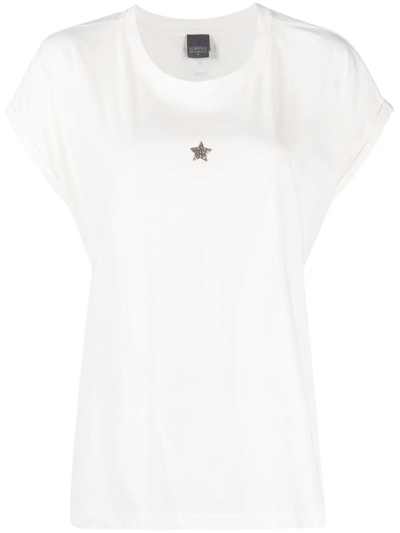 Shop Lorena Antoniazzi Star-patch Short-sleeve T-shirt In Weiss