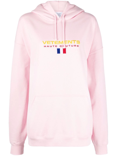 Shop Vetements Logo-print Pullover Hoodie In Rosa