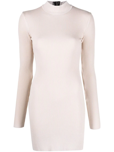 Shop Cotton Citizen High Neck Long-sleeved Dress In Nude