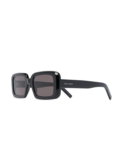 Shop Saint Laurent Rectangular-frame Sunglasses In Schwarz