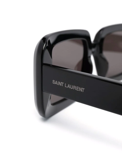 Shop Saint Laurent Rectangular-frame Sunglasses In Schwarz