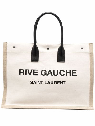 Shop Saint Laurent Rive Gauche Tote Bag In Nude