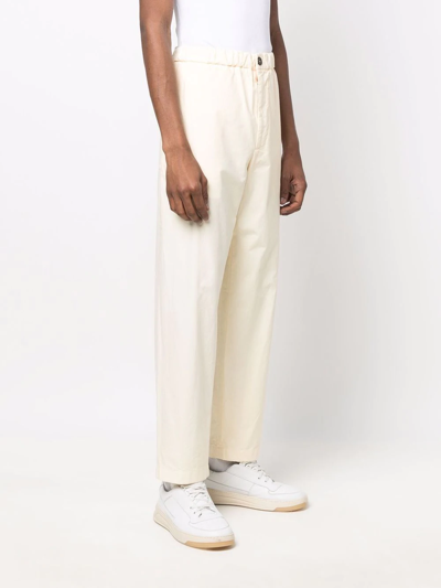 Shop Jil Sander Elasticated-waistband Straight-leg Trousers In Nude