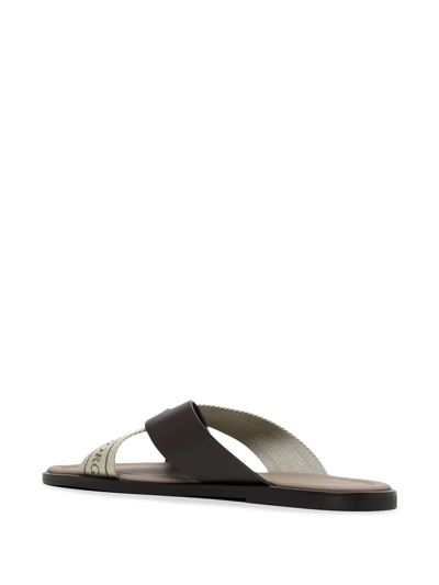 Shop Giorgio Armani Crossover-strap Leather Sandals In Braun