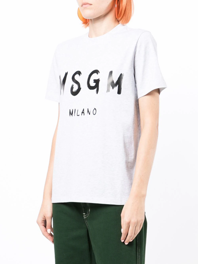 Shop Msgm Logo-print Cotton T-shirt In Grau