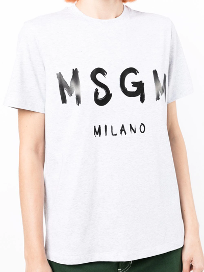 Shop Msgm Logo-print Cotton T-shirt In Grau
