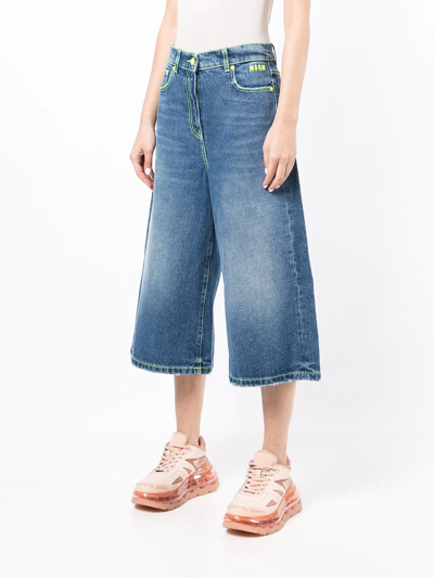 Shop Msgm Cropped Wide-leg Jeans In Blau