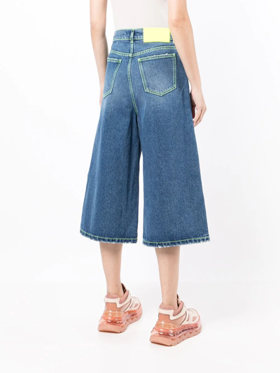 Shop Msgm Cropped Wide-leg Jeans In Blau