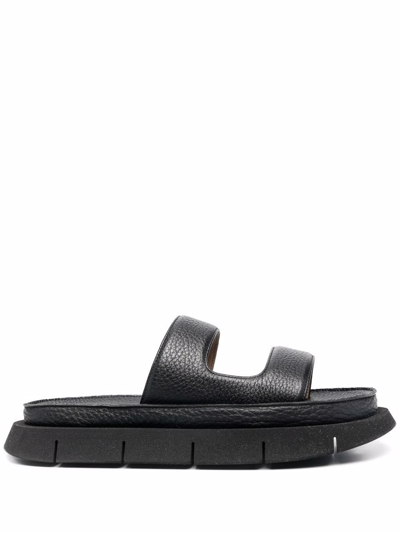 Shop Marsèll Slip-on Leather Sandals In Schwarz