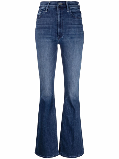 Shop Mother Flared High-waisted Jeans In Blau