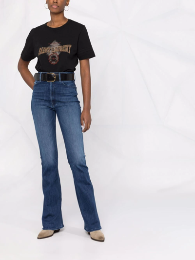 Shop Mother Flared High-waisted Jeans In Blau