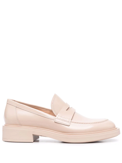 Shop Gianvito Rossi Harris Leather Loafers In Nude