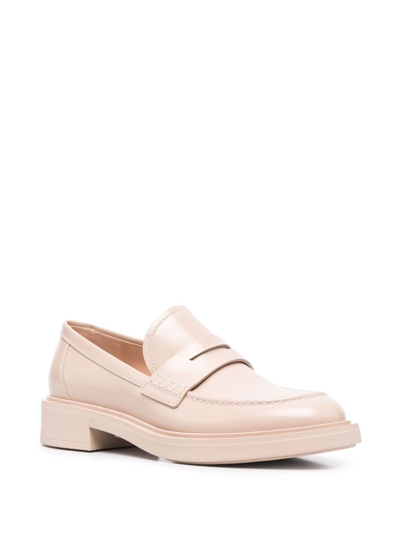 Gianvito Rossi Harris Suede Penny Loafers In Nude