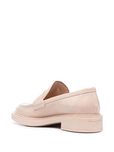 Gianvito Rossi Harris Suede Penny Loafers In Nude