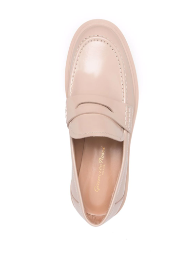 Gianvito Rossi Harris Suede Penny Loafers In Nude