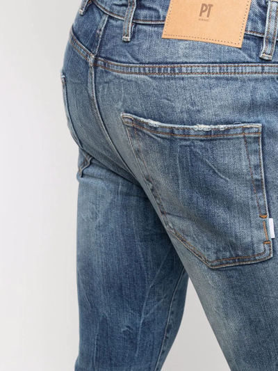 Shop Pt Torino Stonewashed Skinny Jeans In Blau
