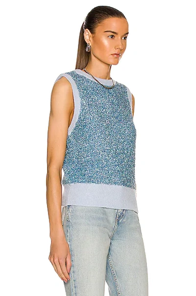 Shop Ganni Sparkle Knit Sweater In Placid Blue