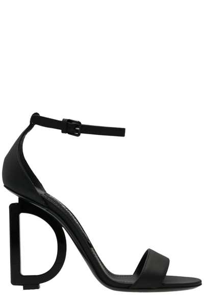 Shop Dolce & Gabbana Dg Heel Open Toe Sandals In Black