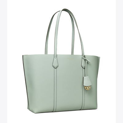 Shop Tory Burch Perry Triple-compartment Tote Bag In Blue Celadon