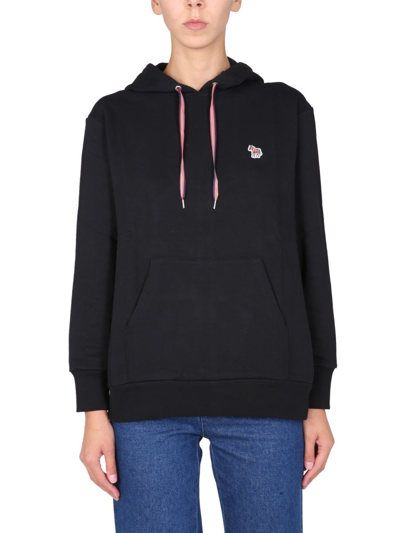 Shop Ps By Paul Smith Ps Paul Smith Zebra Patch Drawstring Hoodie In Black