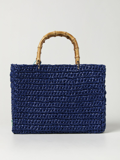 Shop Chica Bag In Woven Polypropylene In Blue