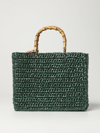 Shop Chica Bag In Woven Polypropylene In Green