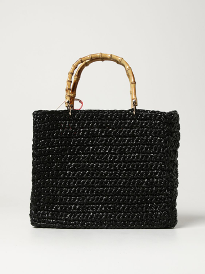 Shop Chica Bag In Woven Polypropylene In Black