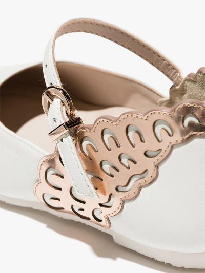 Shop Sophia Webster Mini Evangeline Butterfly Leather Pumps In White Rose Gold