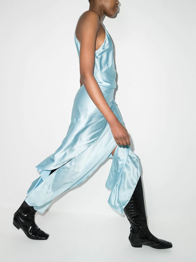 Materiel Asymmetric Draped Maxi Dress In Blue