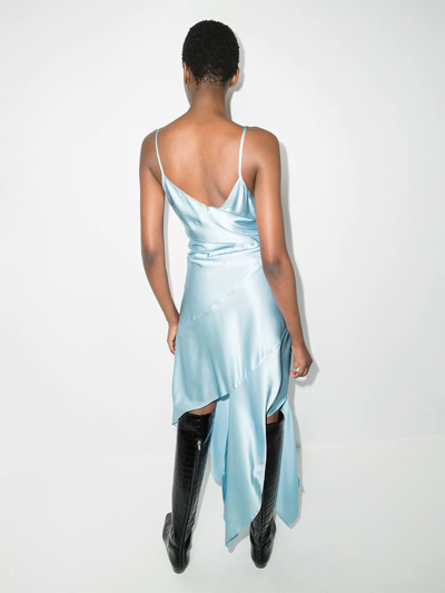 Shop Materiel Asymmetric Slip Dress In Blue