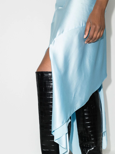 Materiel Asymmetric Draped Maxi Dress In Blue