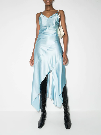Materiel Asymmetric Draped Maxi Dress In Blue