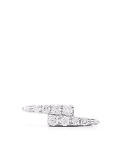 Shop Djula 18kt White Gold Lightning Diamond Single Earring In Silver