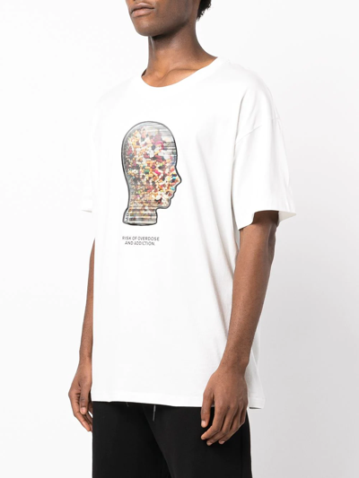 Shop Mostly Heard Rarely Seen Graphic-print Stretch-cotton T-shirt In White