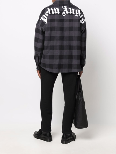 Shop Palm Angels Classic-logo Checked Overshirt In Schwarz