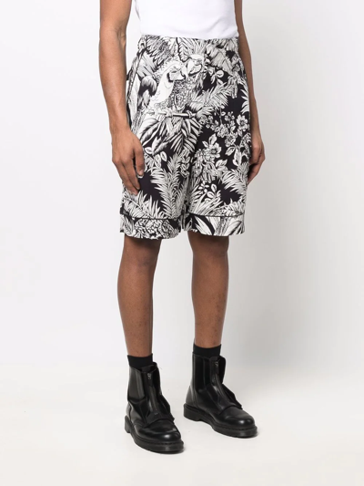 Shop Palm Angels Parrot-print Track Shorts In Schwarz